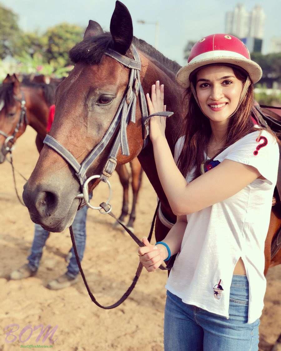 Kriti Sanon while doing a horse riding session for Panipat film
