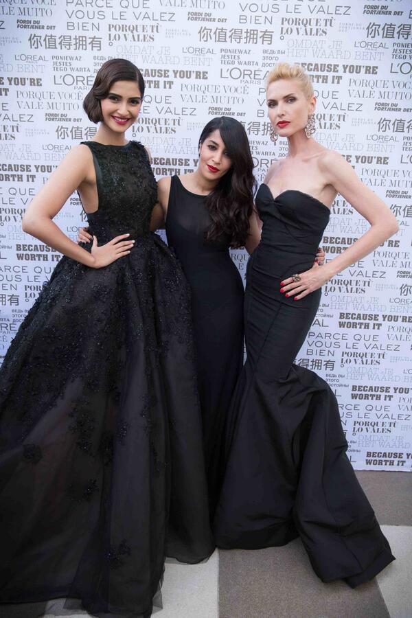L'Oréal Paris brand ambassadors Sonam Kapoor, Leila Bekhti and Judit Masco at cannes film festival 2014