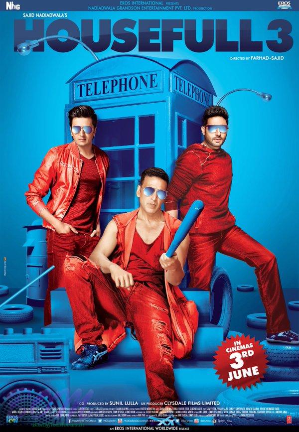Male actors oriented Housefull3 movie poster