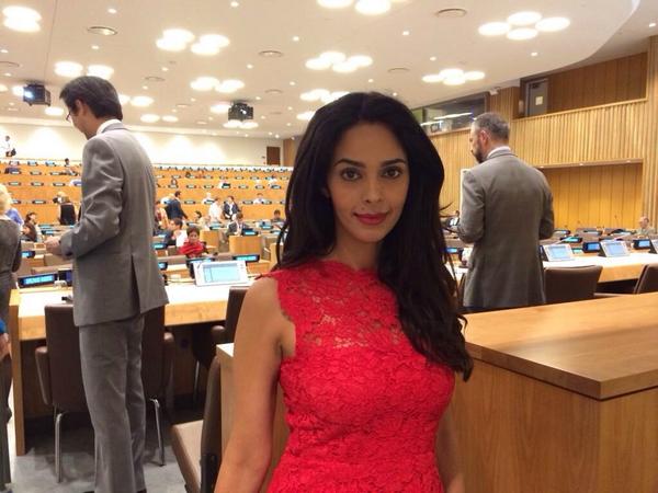 Mallika Sherawat Minutes before speaking at the UNNGO2014 at UN headquarters