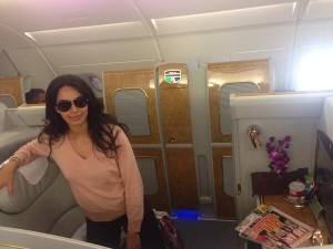 Mallika Sherawat shared this with words 'My private little suite in the airplane'
