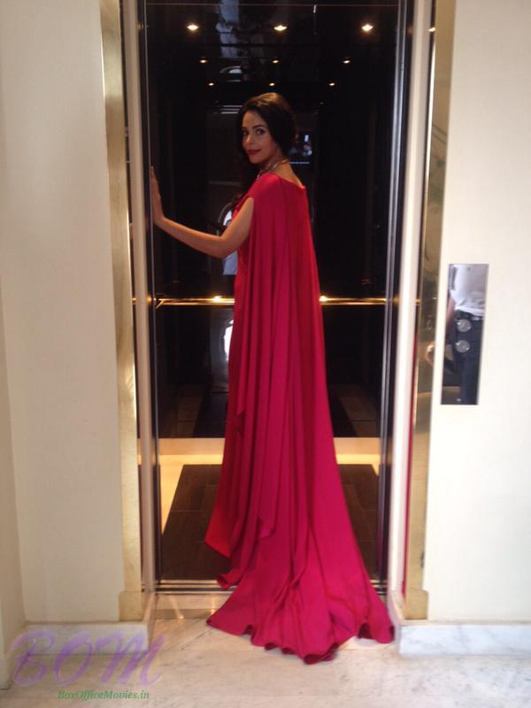 Mallika Sherawat ‏Minutes before the red carpet at Cannes 2015