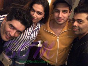 Manish Malhotra‏ selfie with Deepika, Siddharth and Karan Johar