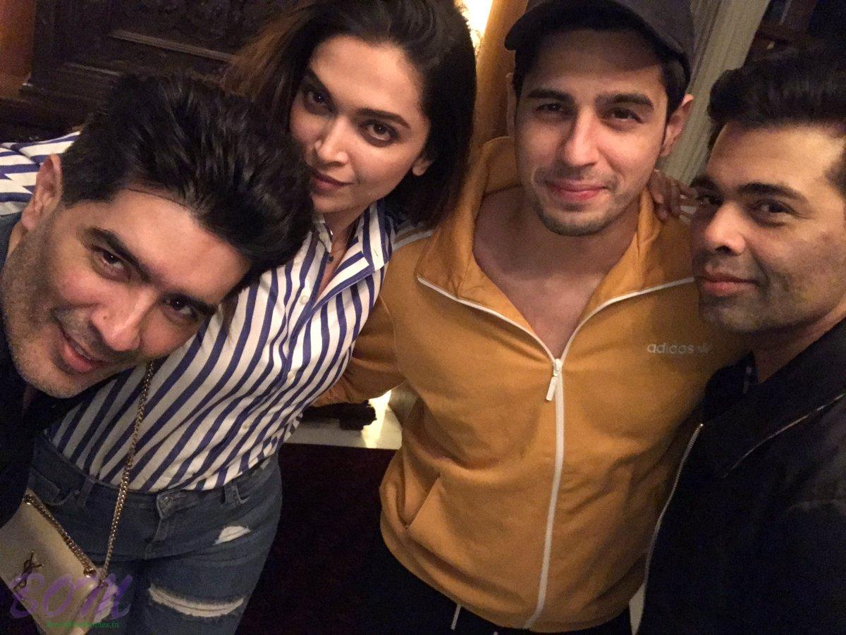 Manish Malhotra‏ selfie with Deepika, Siddharth and Karan Johar