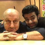 Manish Paul quirky picture with Anupam Kher