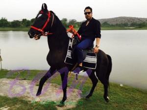 Mika Singh enjoying horse riding