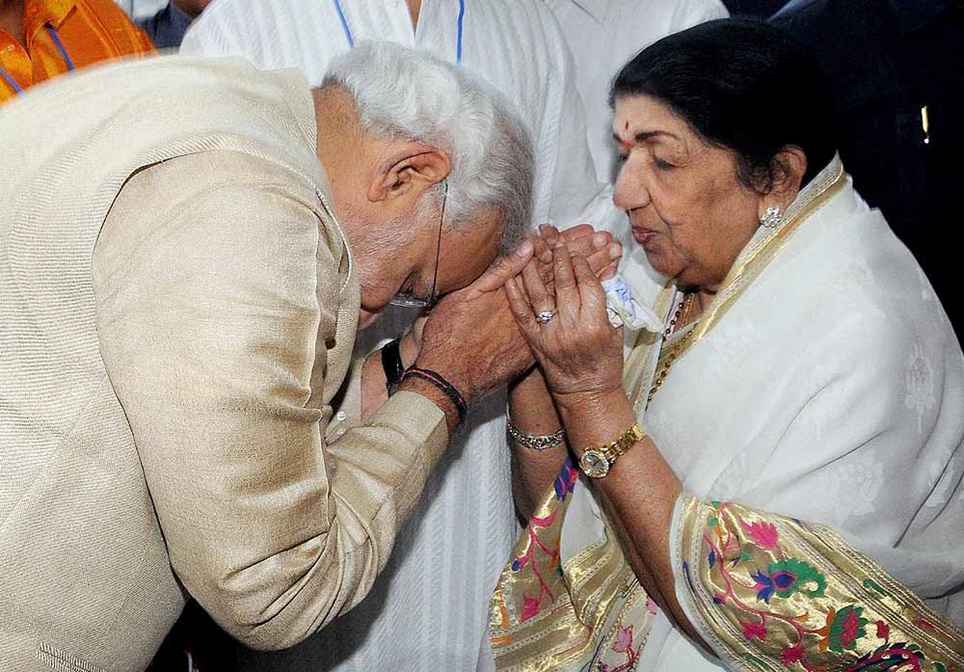 Narendra Modi with Lata Mangeshkar Ji