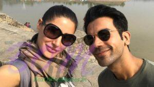 Nargis Fakhri and Rajkummar Rao selfie from Chandigarh