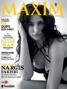Nargis Fakhri on cover page of Maxim magazine issue Sep 14