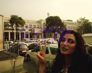 Nargis Fakhri picture while in Delhi Cannaught Place