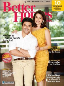 Neelam and Samir Soni on cover page of magazine Better Homes Issue june 2014