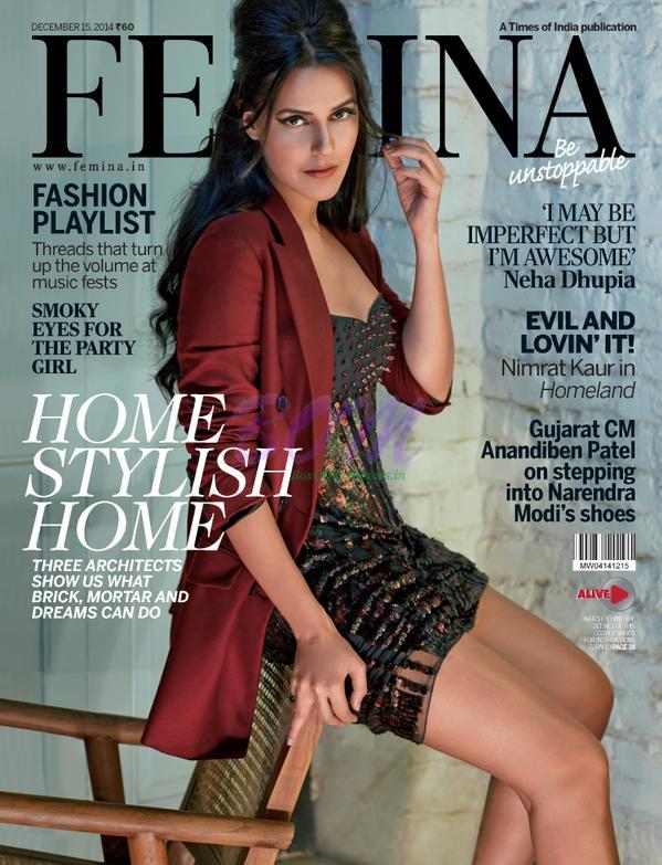 Neha Dhupia on the cover page of Femina India Magazine 15 December 2014 issue