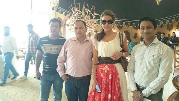 Neha Dhupia with Bhardwaj Himangi and Staff