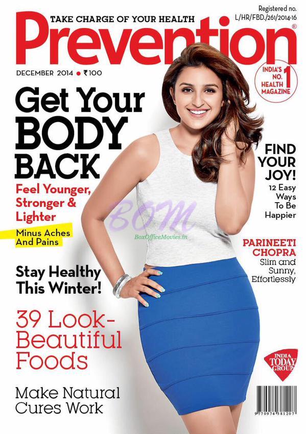 Parineeti Chopra on the cover page of Prevention Magazine for December 2014 Issue