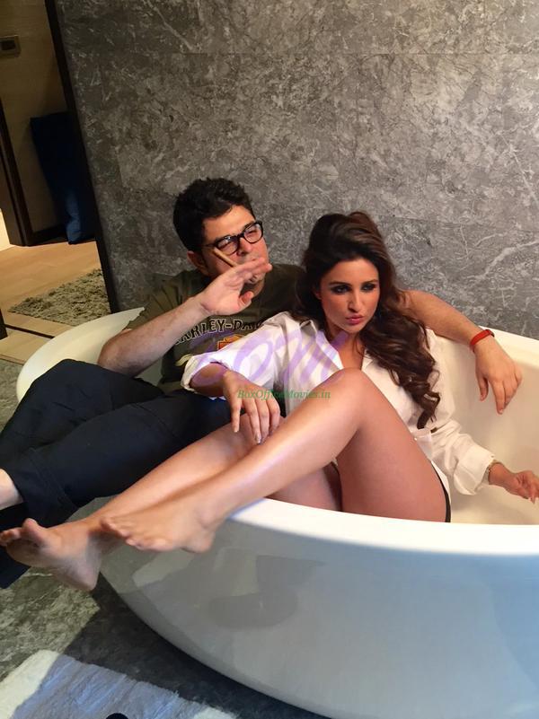 Parineeti Chopra with Dabboo Ratnani behind the scenes picture