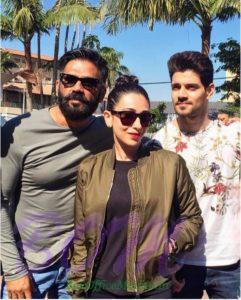 Sooraj Pancholi with Karishma Kapoor and Suniel Shetty