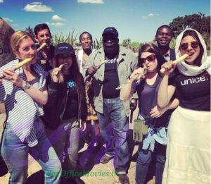 Priyanka Chopra teaching to team UNICEF in Zimbabwe how to eat a sugarcane