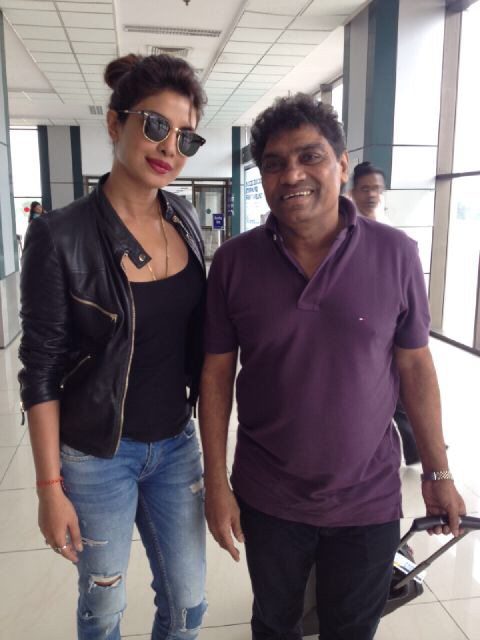 Priyanka Chopra with Johnny Lever at the airport recently