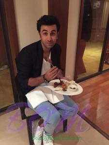 Quirky Ranbir Kapoor during a food break