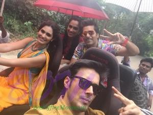 Rajniesh Duggall selfie with others from the sets of Udanchhoo