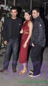 Ranbir Kapoor, Anushka Sharma and Karan at the special screening of Bombay Velvet movie