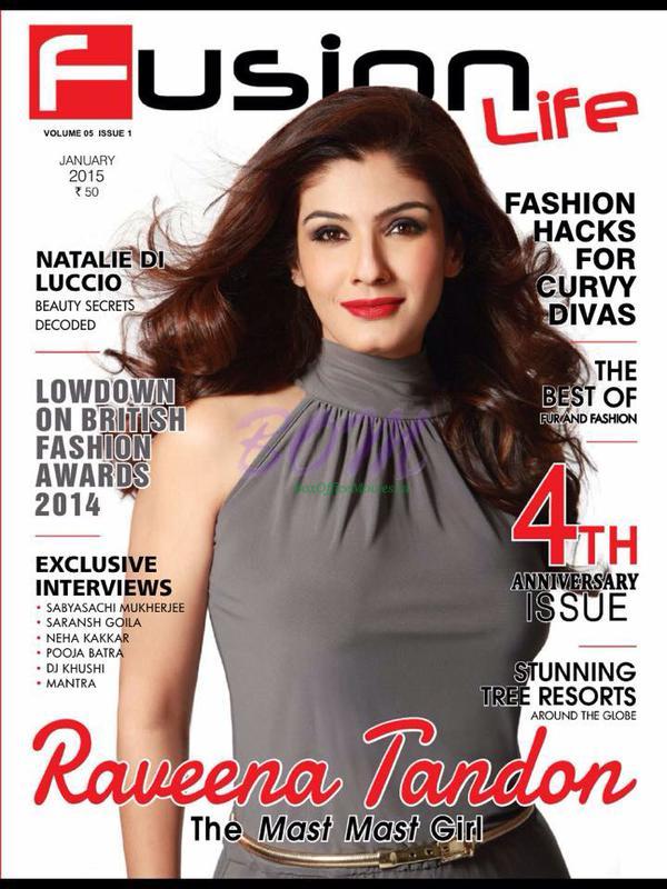 Raveena Tandon on the cover page of Fusion Life Magazine