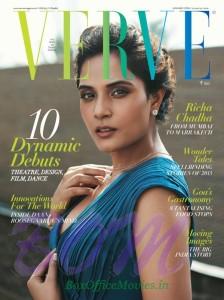 Richa Chadha cover page girl for Verve Magazine Jan 2016 issue