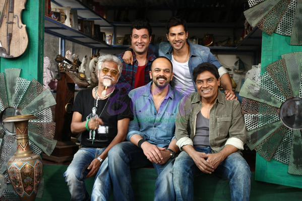 Rohit Shetty, Varun Dhavan, Johnny Lever and Sanjay Mishra kickstart day one of Dilwale.