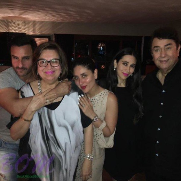 Saif Ali Khan with Kareena and Karishma on birthday bash of veteran actress Babita