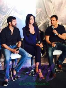 Saif and Katrina with Kabir Khan while launch Phantom trailer