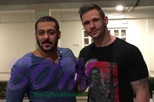 Salman Khan hangs out with kick-boxing champion Drew Neal after a shoot of Sultan movie
