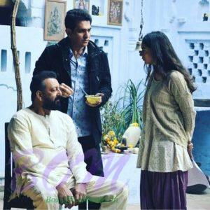 Sanjay Dutt and Aditi Roy Hydari with Omung Kumar while shooting for BHOOMI in Agra