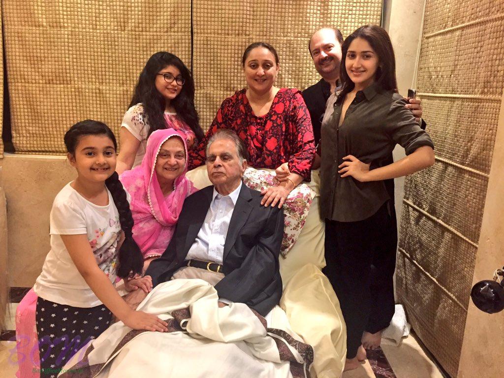 Sayyeshaa Happy New Year 2017 with Dilip Kumar ji and family