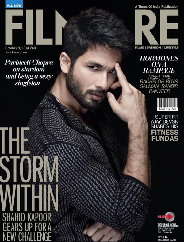 Shahid Kapoor on the Cover Page of Filmfare Magazine October 8, 2014 issue