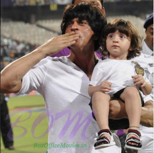 Shahrukh Khan with his son AbRam after Victory in first IPL match