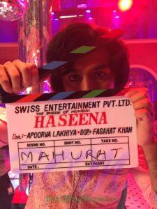 Siddhanth Kapoor holding the clipper of new movie Haseena
