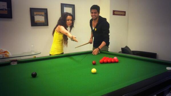 Sidharth Malhotra and Shraddha Kapoor playing snooker together