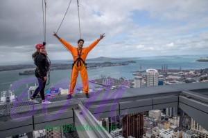 Sidharth Malhotra walking on Auckland’s tallest building Sky Tower