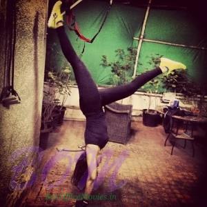 Sonakshi Sinha trying a hand stand