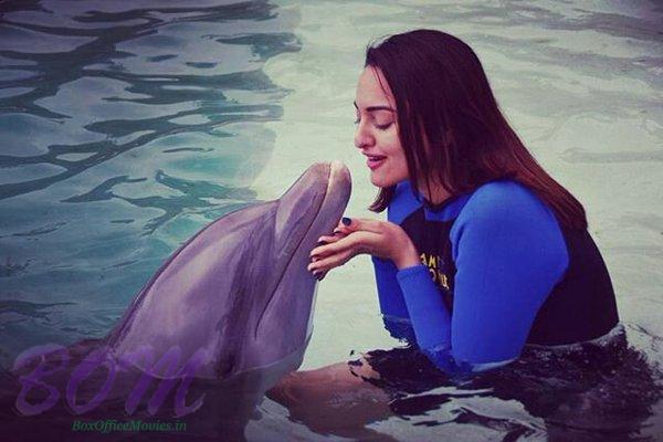 Sonakshi Sinha with a Dolphin