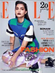 Sonam Kapoor cover girl Sep 2016 for Elle India Magazine