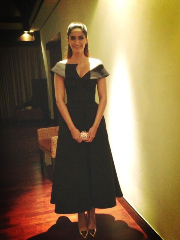 Sonam Kapoor in amazing aussie designer Toni maticevski and Nicholas kirkwood shoes at the launch of femina dubai.