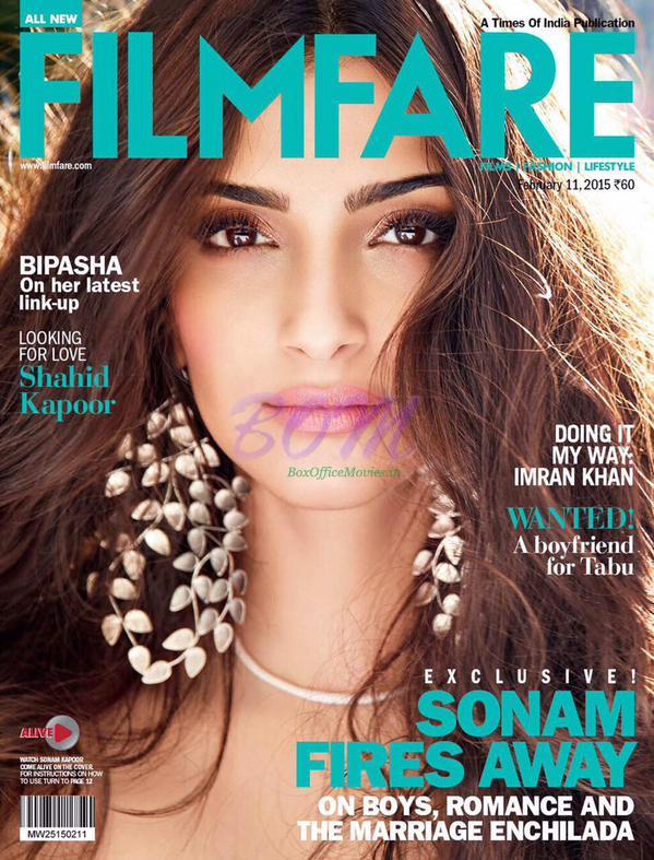 Sonam Kapoor on the cover page of Filmfare Magazine February 2015 issue
