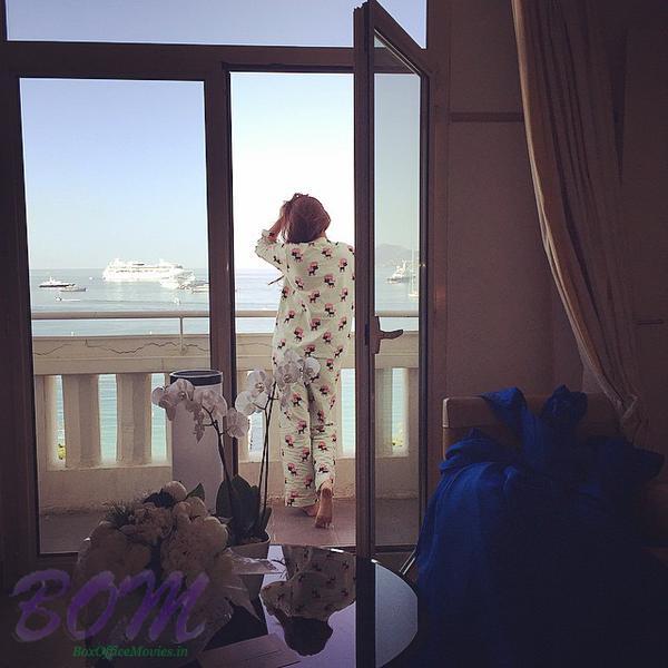 Sonam Kapoor ‏morning picture at Cannes film festival 2015, 17 May