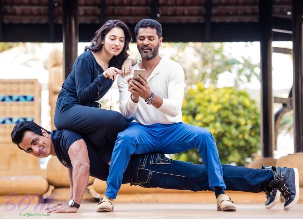 Sonu Sood with Tamannaah Bhatia and Prabhu Deva in his home production 2 in 1