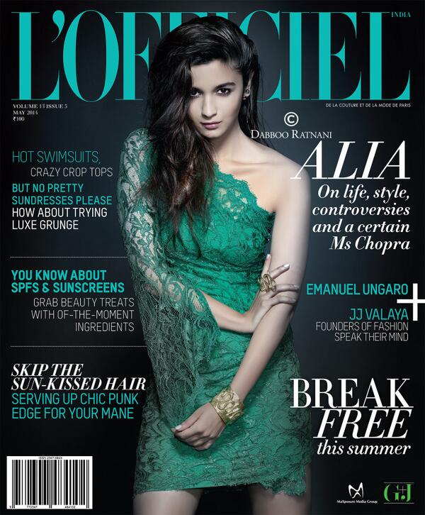 Stunning Alia Bhatt for LOfficiel Magazine Cover Girl May 2014 Issue
