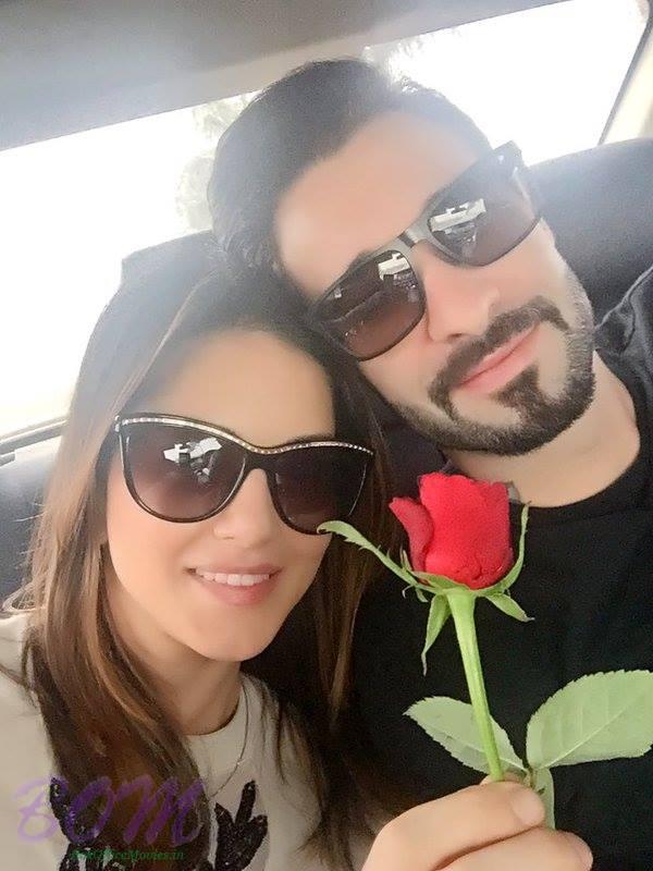 Sunny Leone and Daniel Weber celebrating RoseDay 2016