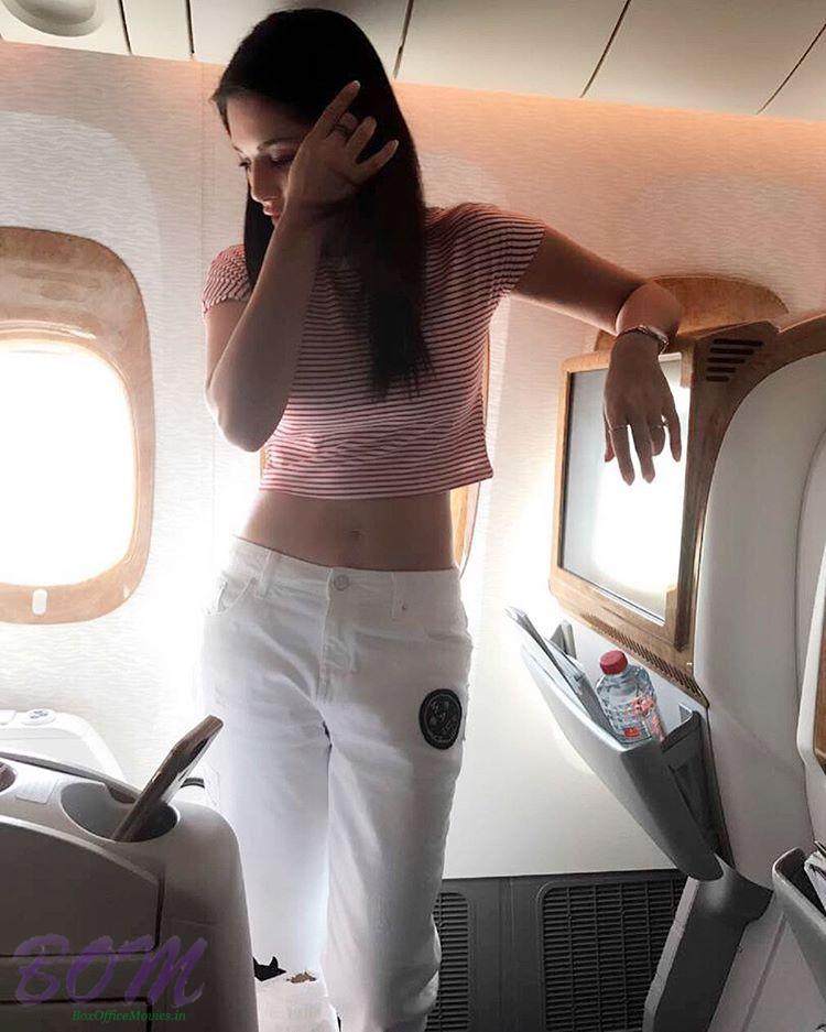 Sunny Leone in an airplane