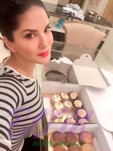 Sunny Leone with Cake and Muffins and cupcakes send by Hrithik Roshan via Fitness Bakery