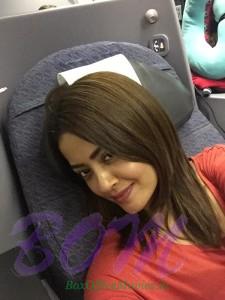 Surveen Chawla selfie while enroute Toronto